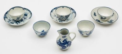 A group of Worcester First Period porcelain: comprising three tea bowls,