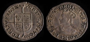 Mary (1553-54) hammered silver groat: crowned bust, R. Veritas, 2.3g. S.