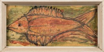 A Bleszynski [20th Century]- Fish:- signed and dated 1963 top right, mixed media on board,