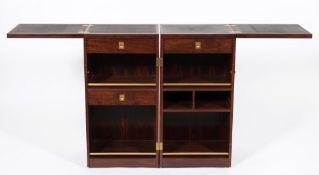 A rosewood folding cocktail cabinet:,