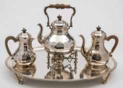 A George V silver four - piece part tea and coffee service, maker Mappin & Webb, London,