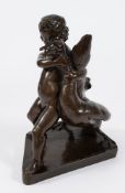 After the Antique, a late 19th century bronze model of the goose boy: cast by Barbedienne,