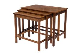 A nest of three Danish 1960's/70's rosewood rectangular coffee tables:, on square section legs,