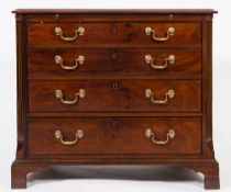 An early George III mahogany rectangular chest: of comparatively small size,