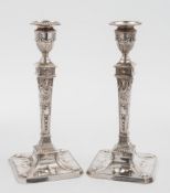 A pair of Victorian silver candlestick, maker Richard Martin & Ebenezer Hall, Sheffield,