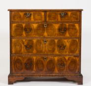 An 18th Century walnut and crossbanded rectangular chest:,