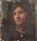 Circle of Sir John Everett Millais [1829-1896]- Head of a man, a study:- oil on panel 28 x 25cm,