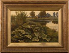 William Sidney Cooper [1854-1927]- Cattle in a river landscape,
