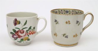 A Champion's (Bristol) porcelain cup: enamelled in colours with a rose centred bouquet and