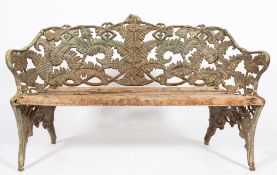 A Victorian Coalbrookdale-type cast iron fern pattern garden seat:,