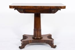 A Victorian rosewood rectangular card table:,