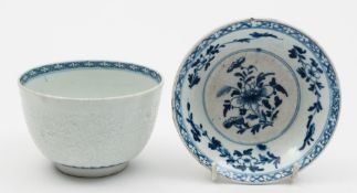 A Bow porcelain patty pan and a Worcester First Period bowl: the form of typical circular form,
