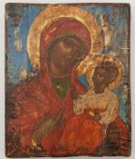 An orthodox icon depicting the mother Christ on wood panel 22cm x 18cm.