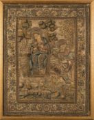 A 17th century needlework picture depicting the Madonna,