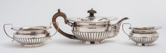 A Victorian silver three-piece tea service, maker Charles Stuart Harris, London, 1888,