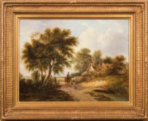 Attributed to Samuel David Colkett [1806-1963]- Horseman and dogs on a country track,