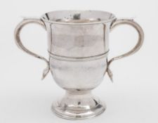 A George III silver two-handled cup, maker John King, London, 1775: initialled under base,