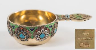 An Imperial Russian silver-gilt and enamel charka, by Ivan Khlebnikov, Moscow,