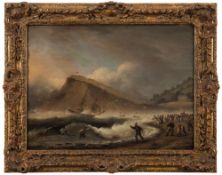 Thomas Luny [1759-1837]- Shipwreck at The Ness:- signed and dated bottom left oil on panel 29.