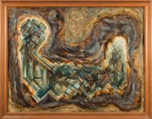 Auld [British School 20th Century]- Abstract:- signed top right, mixed media on board, 85 x 110cm.