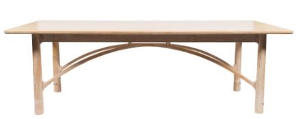 David Gregson a contemporary bleached and limed oak dining table and eight chairs,
