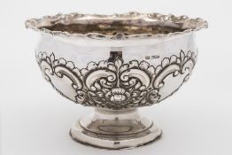 A large Victorian silver rose bowl, maker Atkin Brothers, Sheffield,