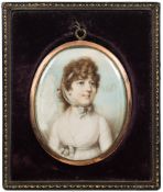 English School circa 1780- Miniature portrait of a lady,
