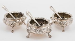 WITHDRAWN LOT 121 FS32 A pair of Victorian silver salts, maker Thomas Smily, London, 1860: crested,