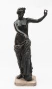 A 19th century Italian (possibly Venetian) bronze statue of a neo-classical female: semi-nude and
