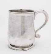 A George II silver mug, maker Francis Spilsbury I, London, 1733: crested,