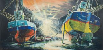 * Stuart Maxwell Armfield [1916-2000]- Sunset Polperro,