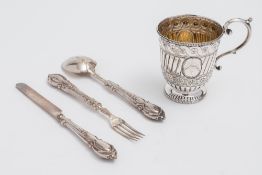 A Victorian silver christening spoon, maker Martin Hall & Co, London, 1872: crested,