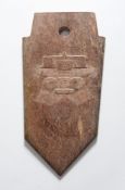 A Chinese hardstone archaistic ceremonial blade: carved to one side with a taotie mask,