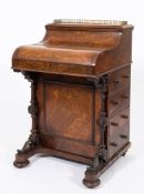 A Victorian burr walnut veneer piano top davenport:,