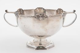 A George V silver twin-handled rose bowl, maker Martin Hall & Co, Sheffield,
