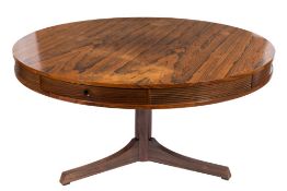 A Danish rosewood circular drum top dining table:,