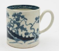 A Liverpool blue and white coffee can: painted with the cannonball pattern,