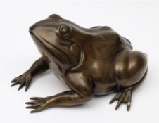 A large 20th century bronze model of a frog: unsigned, 42cm. long.