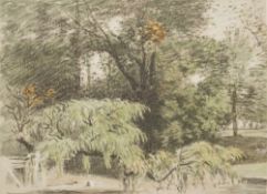 Circle of John Constable [1776-1837]- Cattle grazing in a landscape; Willow tree and pond,