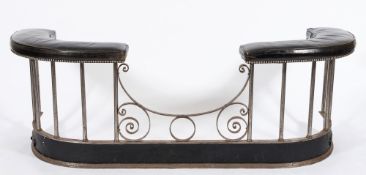 A steel and blackened finish curved club fender:,