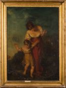 Circle of Paul Falconer Poole [1807-1879]- Mother and Child:- oil on canvas 63 x 44cm.