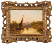 Charles Morris [19th Century]- Moonlight over the coast; Shipping on a waterway: a pair,
