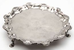A George II silver waiter, maker Richard Rugg I, London, 1756: monogrammed,