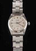 A gentleman's stainless steel 'Rolex Oyster Precision' wristwatch: the satin-finish dial with