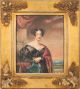 Circle of George Richmond [1809-1896]- A portrait of a lady, half-length standing:,