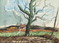 * Hugh Brandon Cox [1917-2003]- Mid March:- watercolour 38 x 51.5cm. * Provenance.