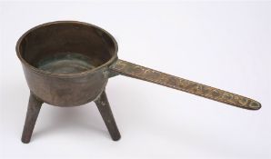 A late 18th bronze skillet: of traditional design the handle named T.P.B.Water.I.