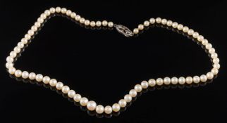 A 'Mikimotto' cultured pearl single-string necklace: with cultured pearls graduating from