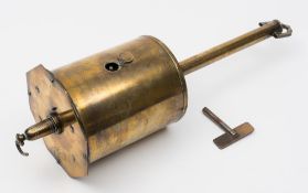 A Salter's Bache's patent clockwork bottle jack: of traditional cylindrical design,