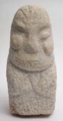 A South American carved grey stone figure: in Pre-Columbian style,